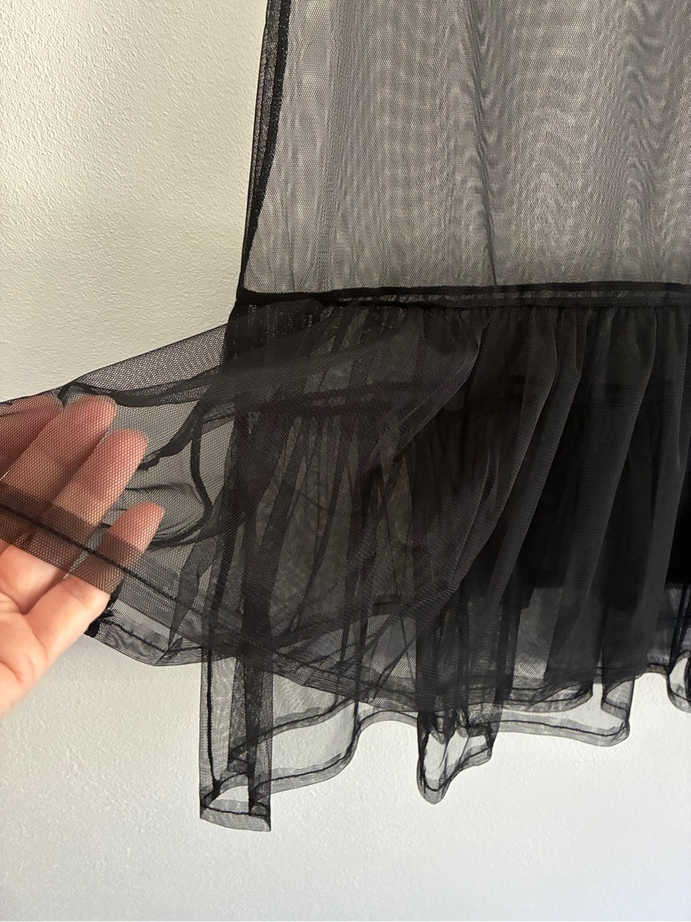 Goldie Lewinter Tulle Skirt Black Sheer Midi Overlay Ruffle Hem XS NWT - Picture 5 of 10